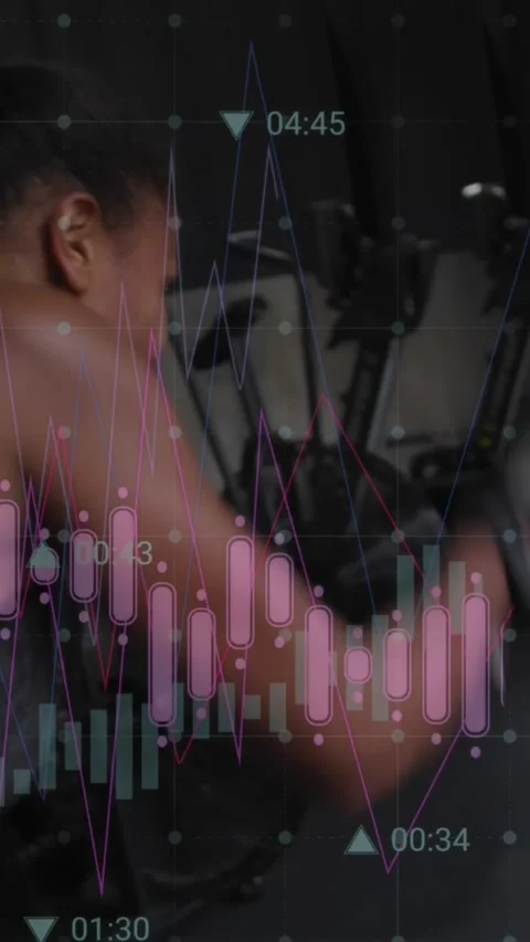 Animation of data processing over caucasian woman exercising Stock Footage 321666540
