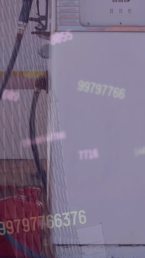 Animation of data processing over caucasian woman using smartphone on gas Видео 321667133