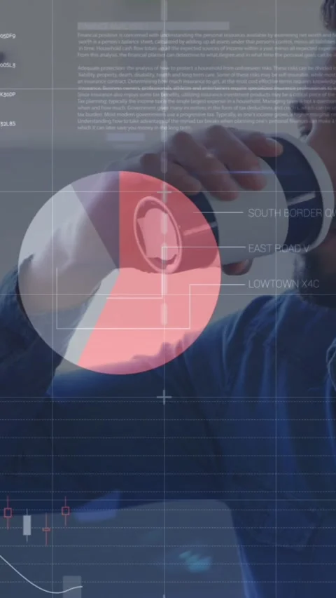 Animation of data processing over caucasian businessman drinking coffee Stock Footage 322955295
