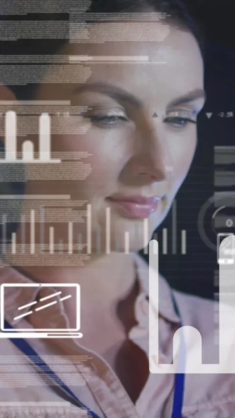 Animation of data processing over caucasian female it engineer with tablet by Stock Footage 324557645