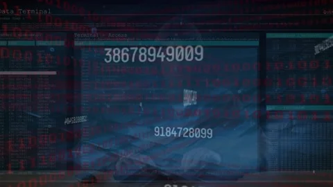 Animation of data processing over caucasian hacker Stock Footage 327585607
