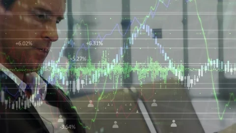 Animation of data processing over caucasian businessman with documents Stock Footage 327784889