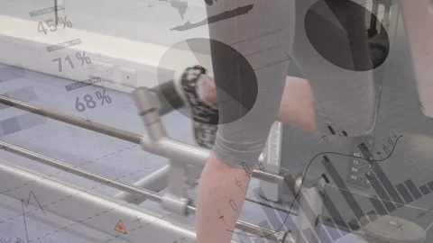 Animation of data processing over caucasian sportswoman exercising Stock Footage 327900008