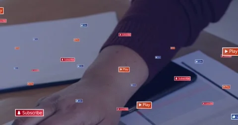 Animation of data processing over caucasian woman using computer Stock Footage 328411078