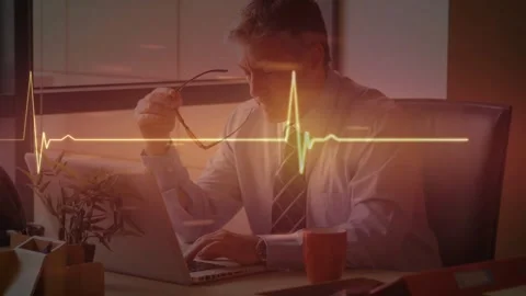 Animation of data processing over caucasian businessman using laptop Stock Footage 328715460