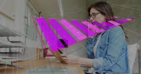 Animation of data processing over caucasian women using computer Stock Footage 328830082