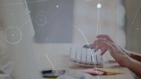 Animation of data processing over caucasian businesswoman using computer Stock Footage 329165752