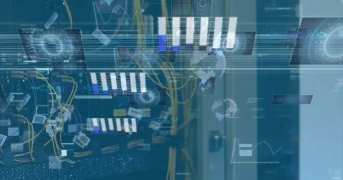 Animation of data processing over caucasian female engineer working at computer Stock Footage 329971942