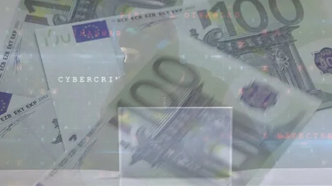 Animation of data processing over caucasian male hacker and banknotes Stock Footage 330166708