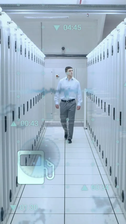 Animation of data processing over caucasian businessman by computer servers Stock Footage 341991653