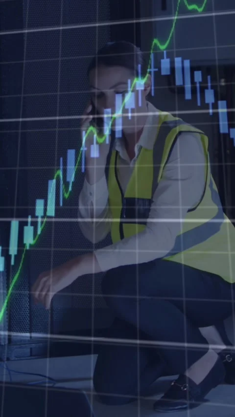 Animation of data processing over caucasian female it engineer with laptop Stock Footage 342225396