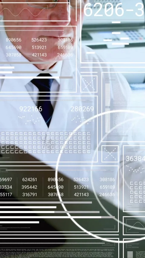 Animation of data processing over caucasian male scientist in lab Stock Footage 342915436