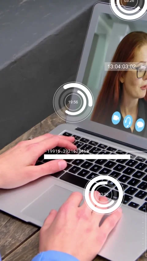 Animation of data processing over caucasian businesswomen having video call Stock Footage 344284385