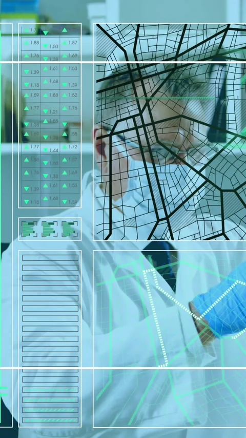 Animation of data processing over caucasian male scientist in lab Stock Footage 344693098