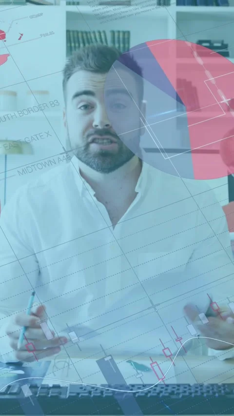Animation of data processing over caucasian businessman working in office Stock Footage 344746221