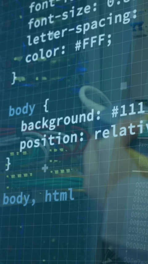 Animation of data processing over caucasian server room worker Stock Footage 344765603