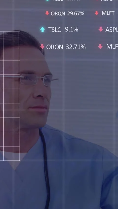 Animation of data processing over caucasian male doctor with x ray scan Stock Footage 344774771