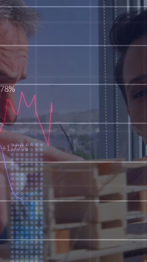 Animation of data processing over caucasian male and female architect working on Stock Footage 344803046