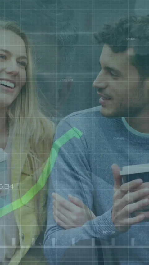 Animation of data processing over caucasian couple Vídeo Stock 344803472