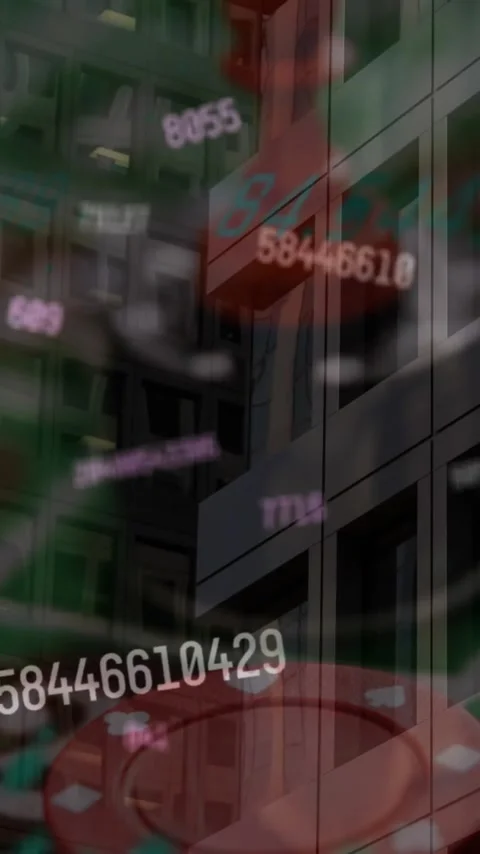 Animation of data processing over chips in casino Stock Footage 344012126