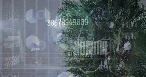 Animation of data processing over christmas tree Stock Footage 327523953