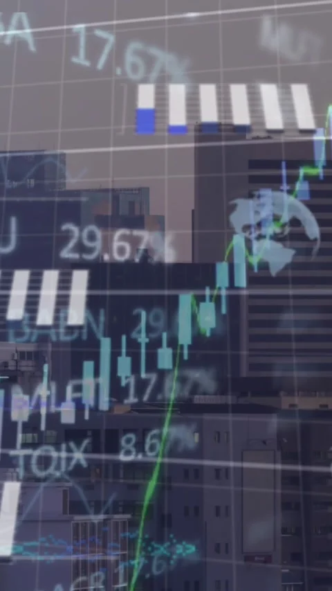 Animation of data processing over cityscape Stock Footage 344783339
