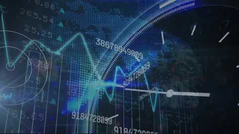 Animation of data processing over clock Video stock 327783284