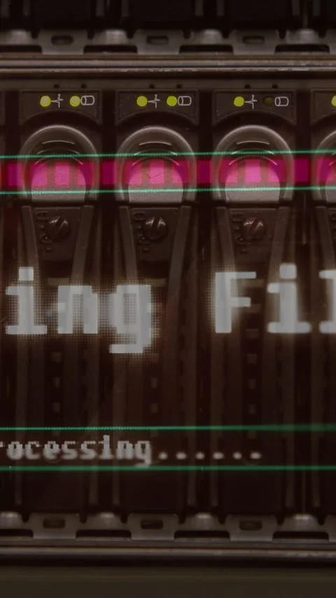 Animation of data processing over close up of computer server Stock Footage 341918159