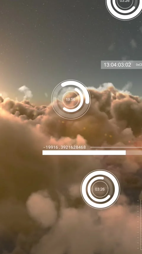 Animation of data processing over clouds Stock Footage 343084050