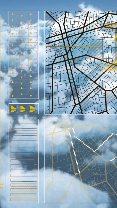 Animation of data processing over clouds background Stock Footage 344402889