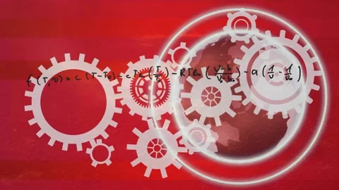 Animation of data processing over cogs and globe Stock Footage 326095369