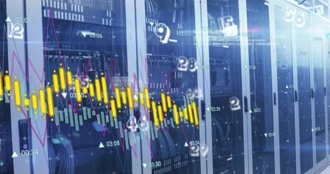 Animation of data processing over computer servers Stock Footage 238964807