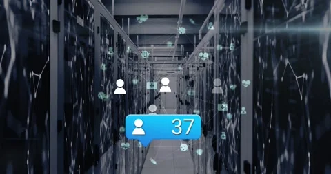 Animation of data processing over computer servers Stock Footage 246115783