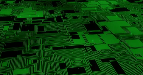 Animation of data processing over computer circuit board Stock Footage 265552451