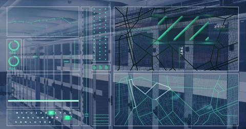 Animation of data processing over computer servers Stock Footage 265634296