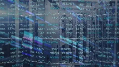 Animation of data processing over computer servers in background Stock Footage 326098465