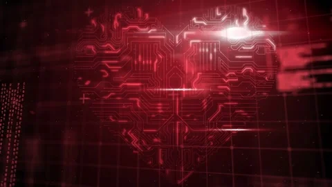 Animation of data processing over computer circuit board in heart shape Stock Footage 326297545