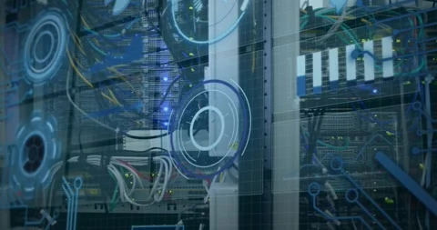 Animation of data processing over computer wires Stock Footage 327002482