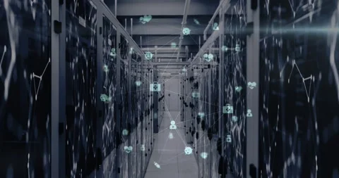 Animation of data processing over computer servers Stock Footage 327059796