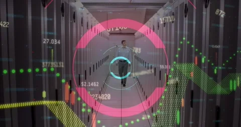 Animation of data processing over computer servers Stock Footage 327582790