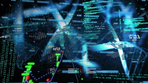 Animation of data processing over computer circuit board on black background Stock Footage 328014253