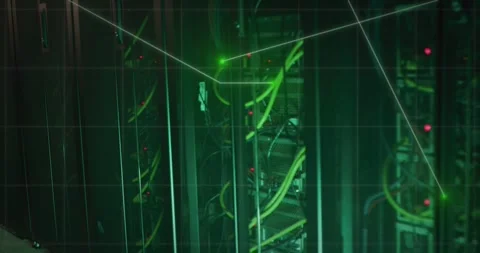 Animation of data processing over computer servers Stock Footage 328232733