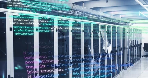 Animation of data processing over computer servers Stock Footage 328931554
