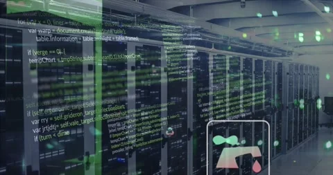 Animation of data processing over computer servers Stock Footage 329033429