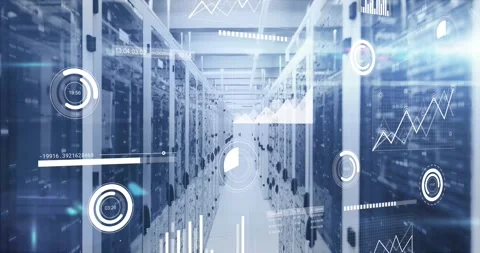 Animation of data processing over computer servers Stock Footage 329499237