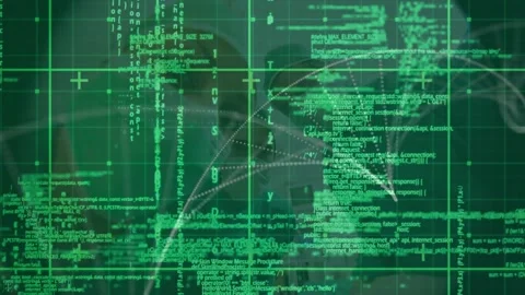 Animation of data processing over computer circuit board on navy background Vídeos de archivo 329695289
