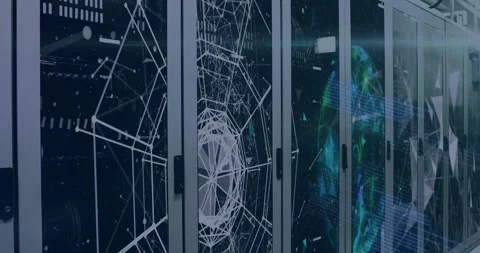 Animation of data processing over computer servers Stock Footage 329859444