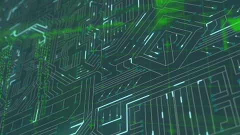Animation of data processing over computer circuit board on black background Stock Footage 330178121