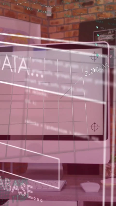 Animation of data processing over computer with blank screen Stock Footage 342005409