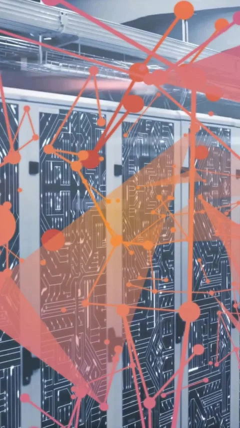 Animation of data processing over computer servers Stock Footage 342033688